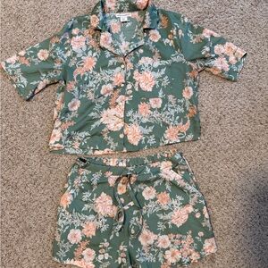 Cupcakes and Cashmere Floral Green Pajama Set